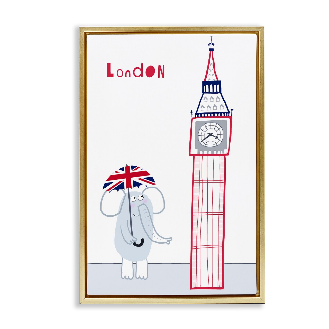 Stupell Industries Elephant & Big Ben London Floating Frame, design by Carla Daly